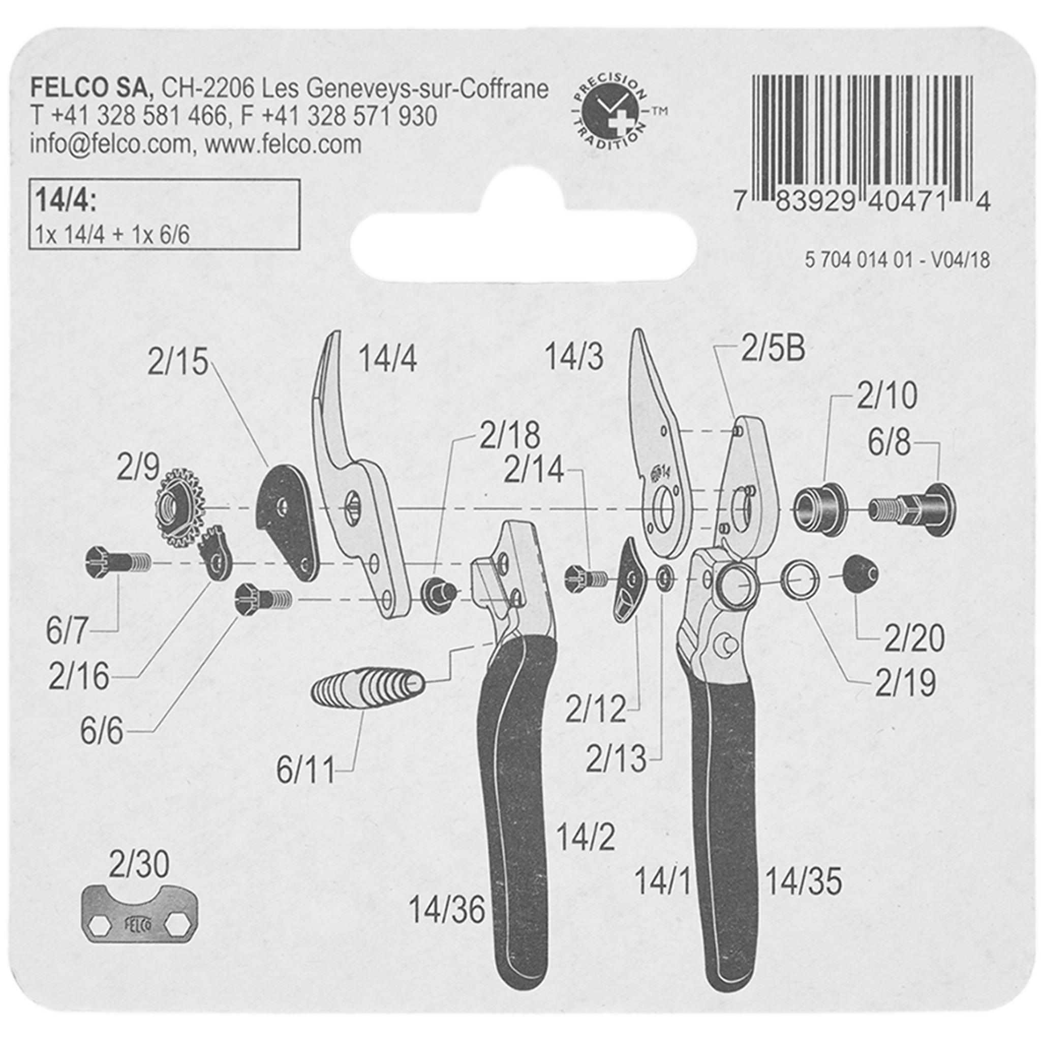 Repuesto Felco: Contrahoja Para Tijeras Felco 14 y 15