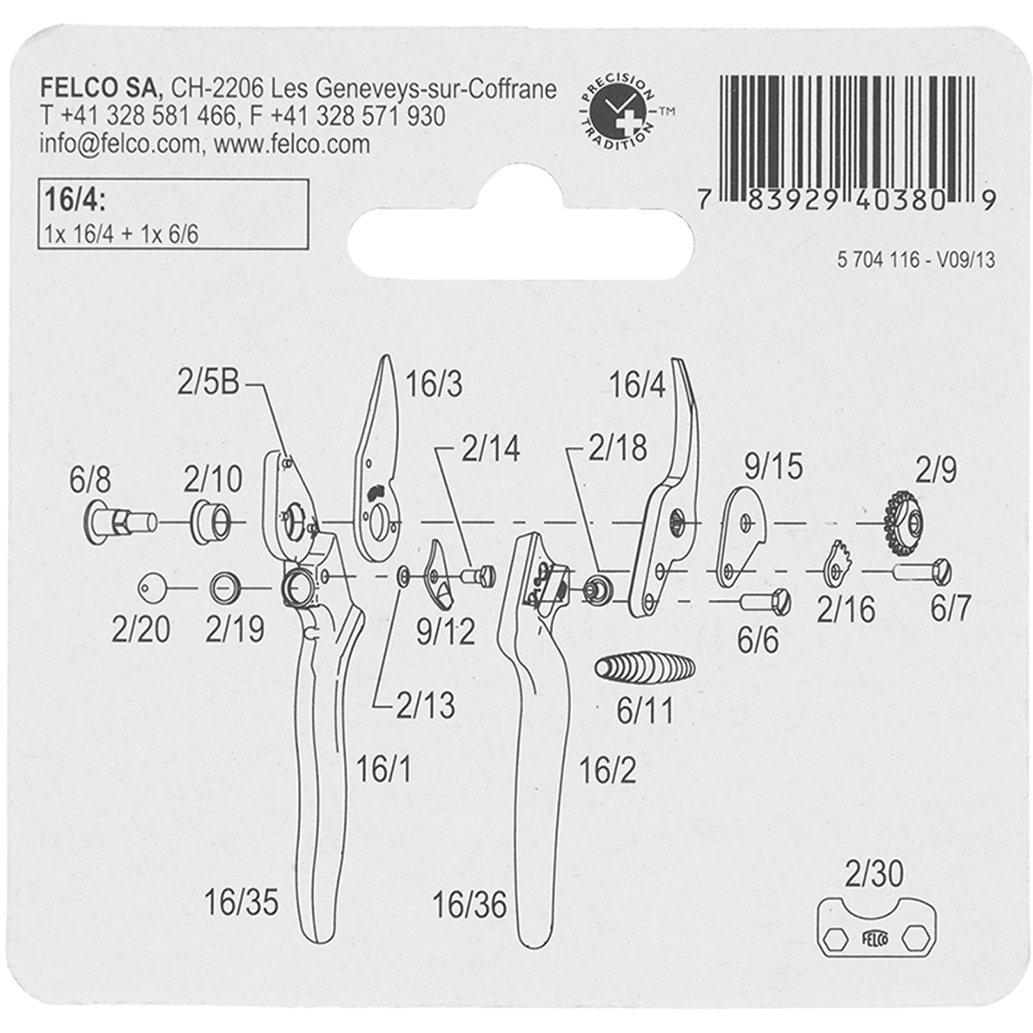 Repuesto Felco: Contrahoja Para Tijeras Felco 15 y 16