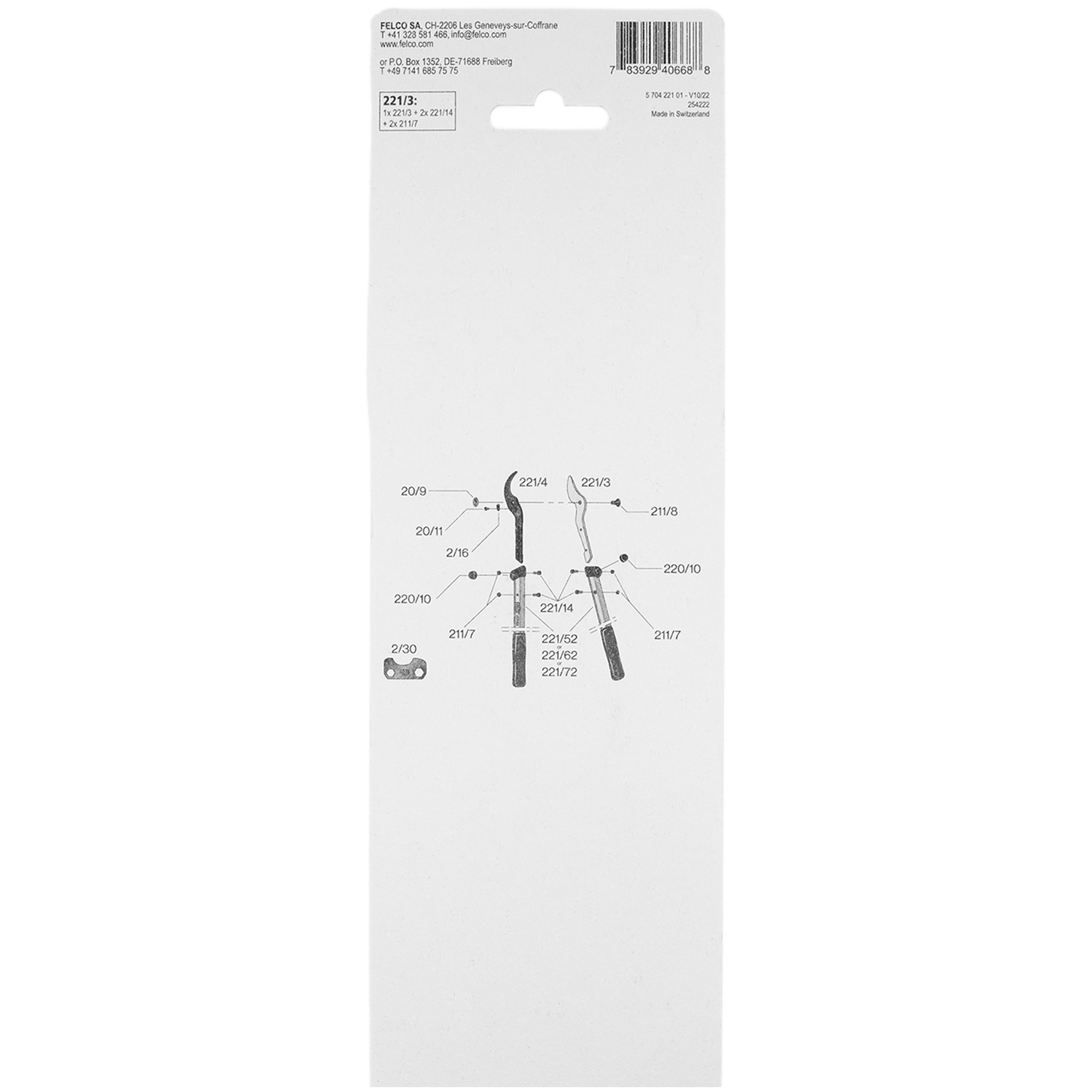 Repuesto Felco: Contrahoja Para Tijerón Felco 221